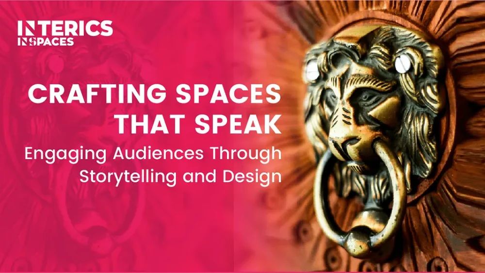 Lion head door knocker symbolizing powerful storytelling and space branding design by Interics InSpaces