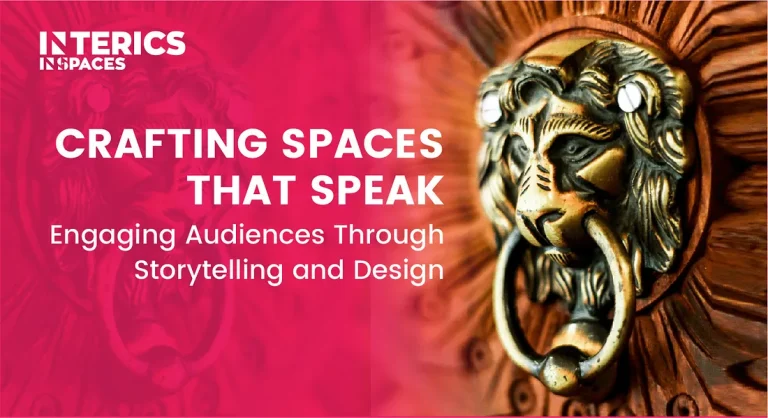 Lion head door knocker symbolizing powerful storytelling and space branding design by Interics InSpaces