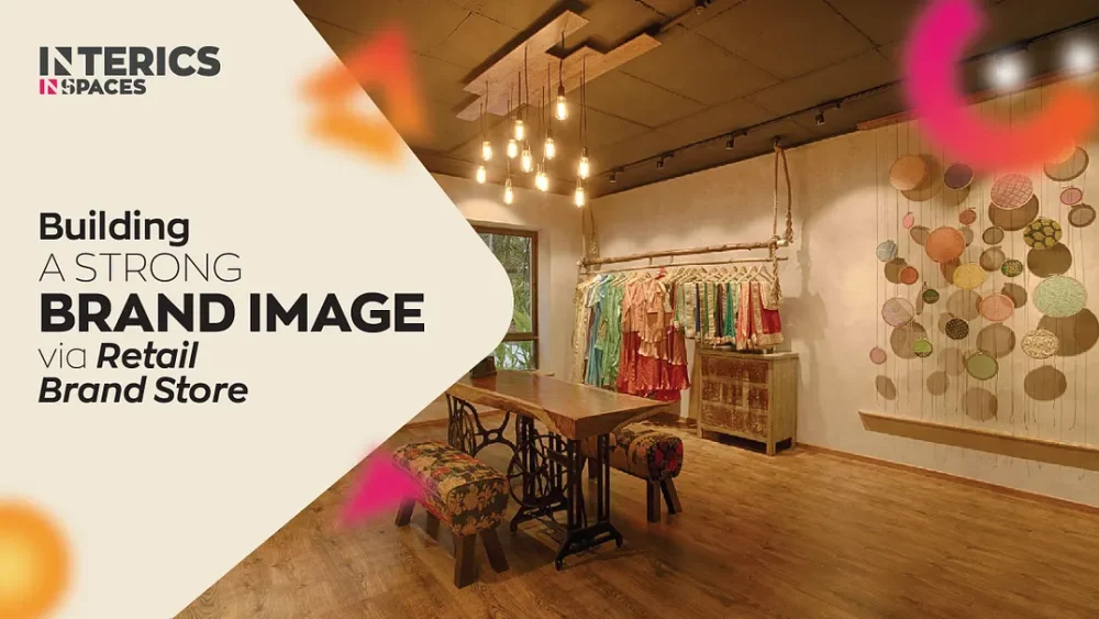 Retail brand store interior design showcasing warm lighting, product displays, and immersive brand experience by Interics InSpaces