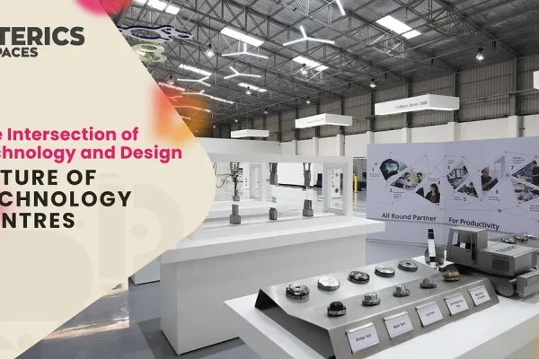 Modern technology centre interior showcasing industrial innovation displays and immersive brand environment design